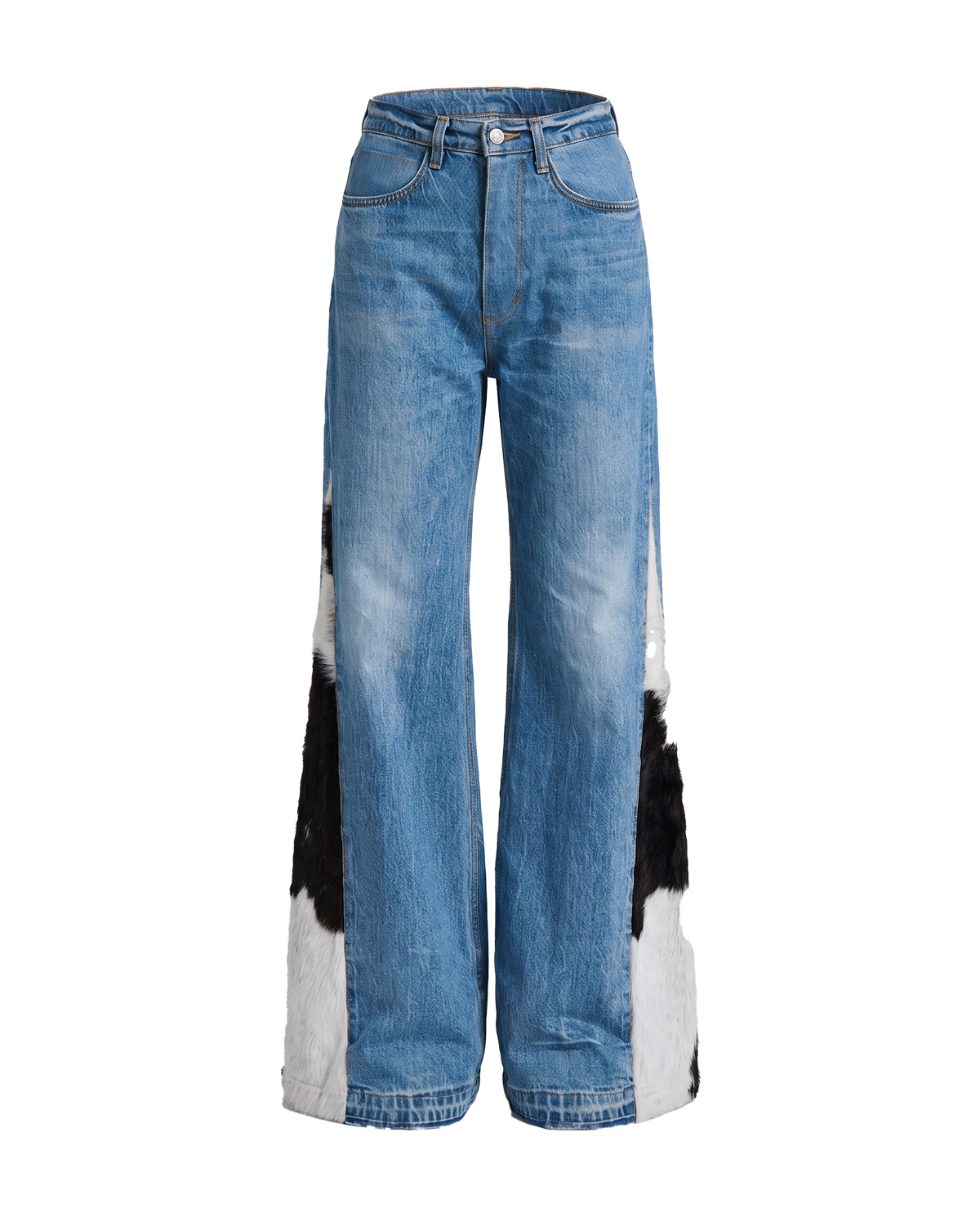 Lucy Denim in Black & White Cowhide