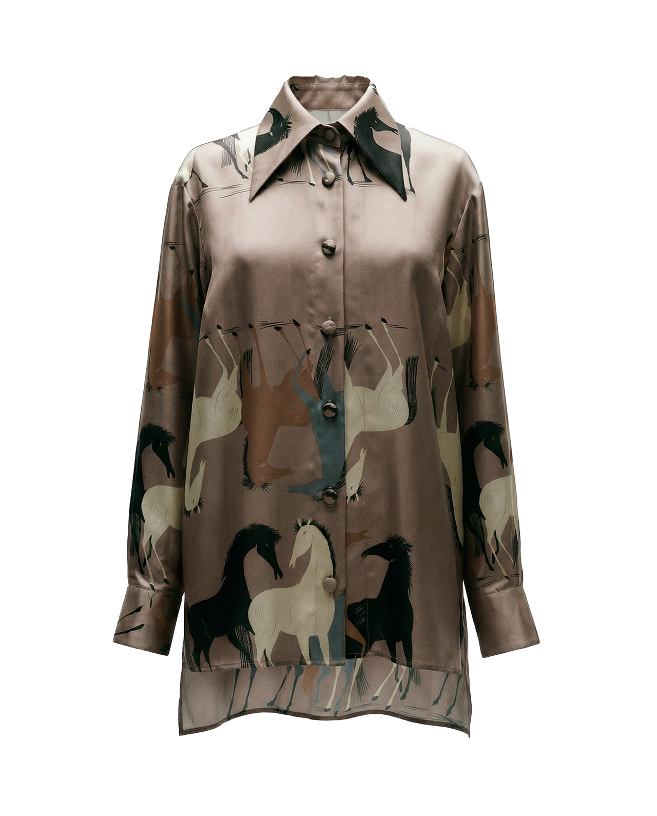 KATE Button Up in Marching Horses Print