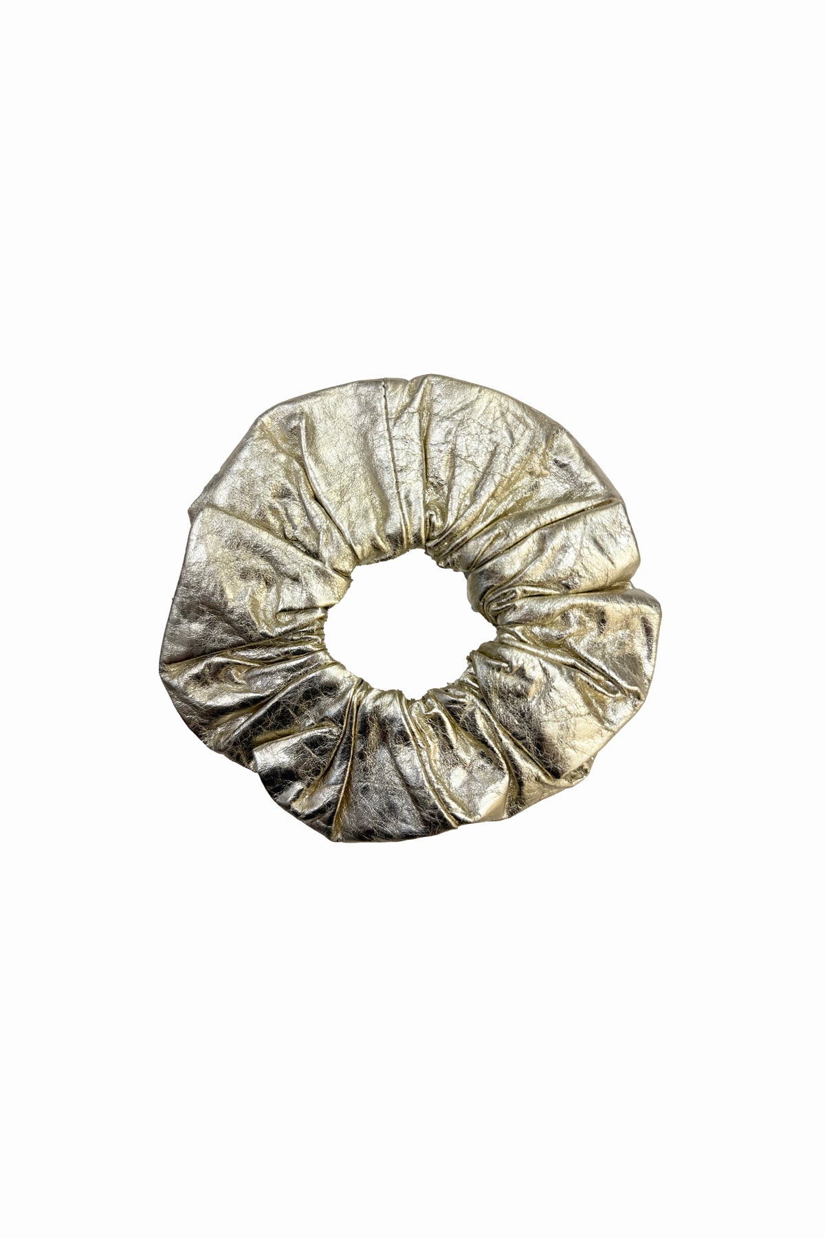 Leather Scrunchie in Gold