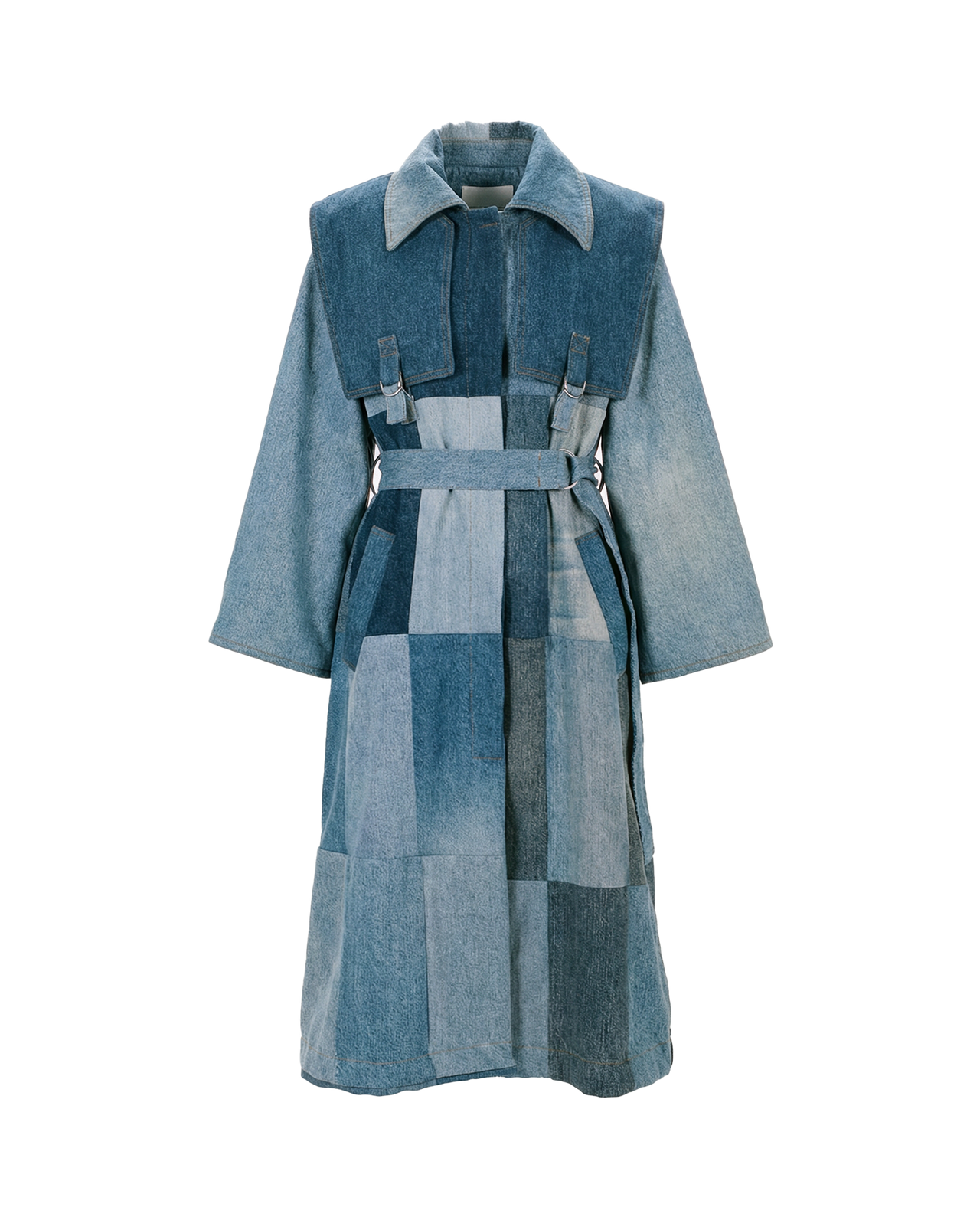 Patch Work Denim Trench