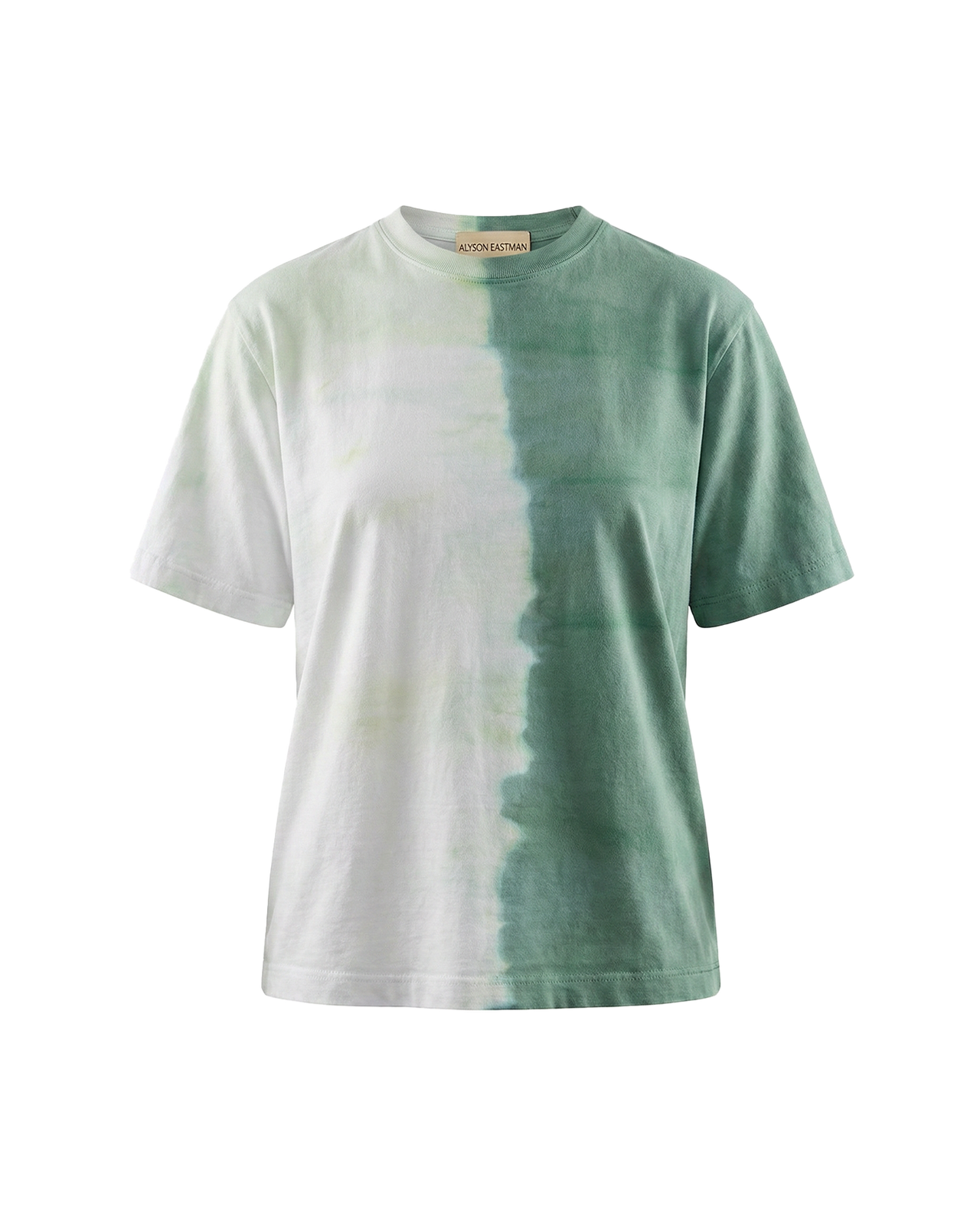 VINTAGE STYLE TEE Green & White - Hand Dyed